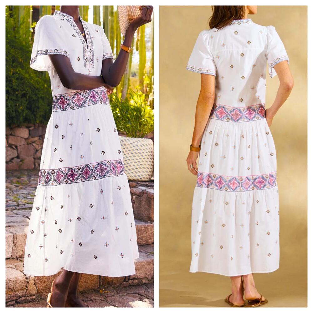 NEW Sundance Briella Embroidered Maxi Dress PXS Petite XS Floral Cottage Beach